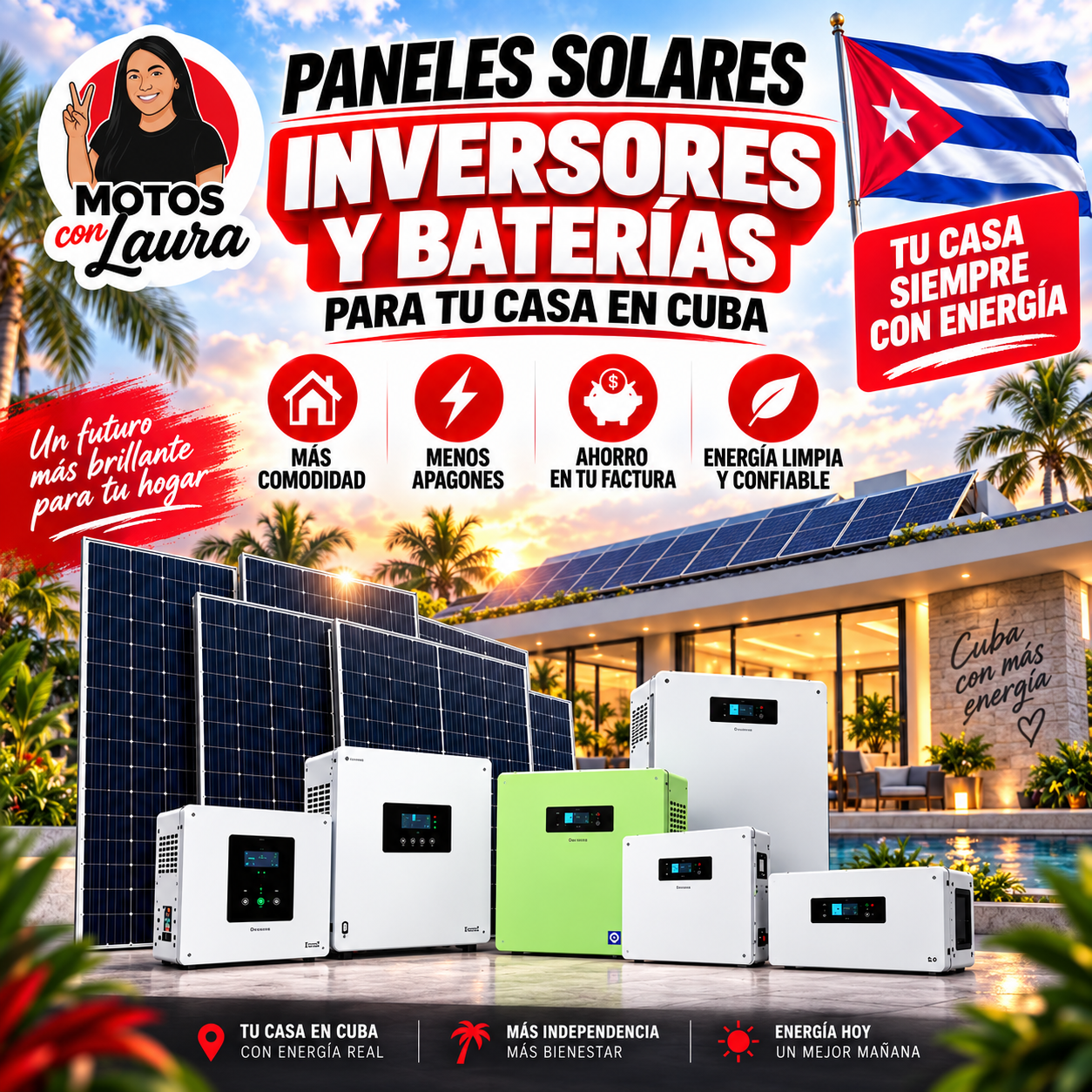 Paneles solares, inversores y baterías para tu casa en Cuba - Motos con Laura